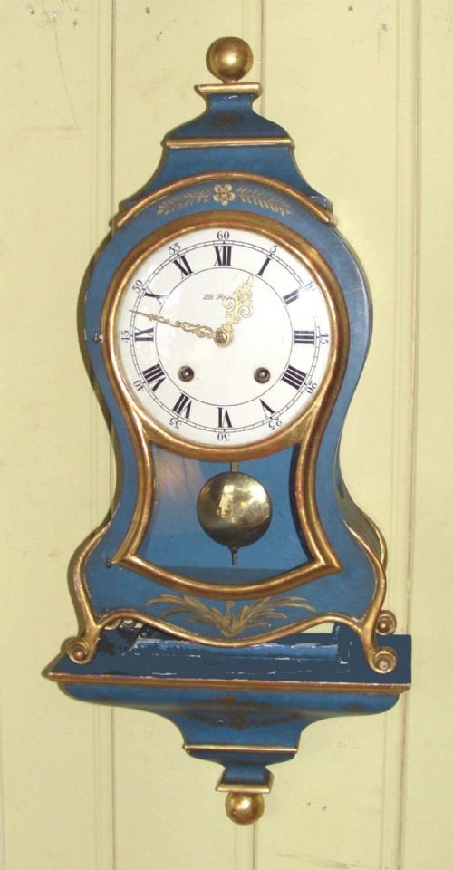 Swiss painted Neuchatel clock with bracket